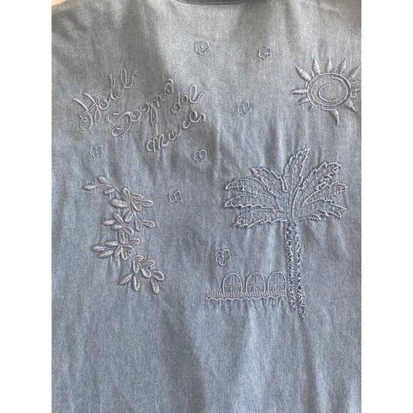 Graff by Um Company Womens Vintage Denim Embroidered Beaded Buttoned Shirt Sz PL - Picture 14 of 15